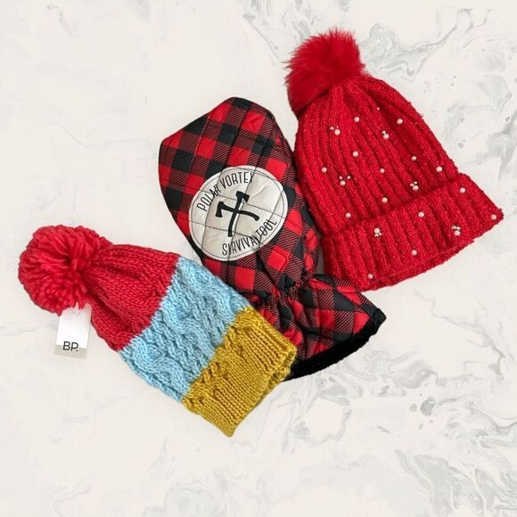 NEW The Winter Bundle: Two Nordstrom BP. beanies and a Mitten Ice Scrapper - One - Picture 2 of 5